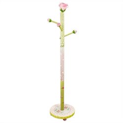 Teamson Kids Hand Painted Rose Standing Coat Rack in Pink Crackle Finish