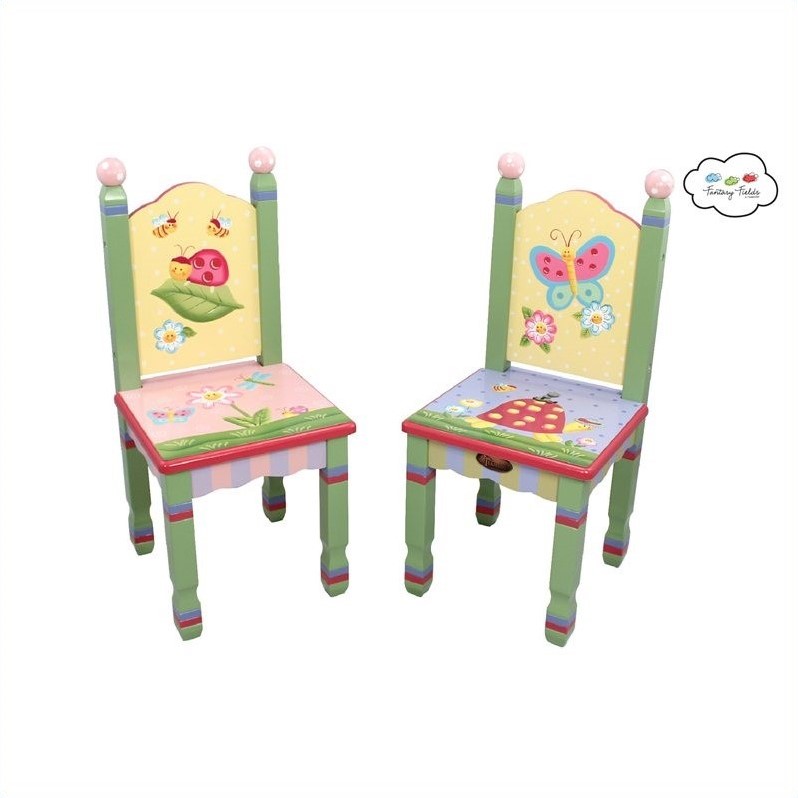 Fantasy Fields Hand Painted Magic Garden Table And Set Of 2 Chairs Multi Color Kids Teens Play Tables Furniture - Teamson Magic Garden Furniture