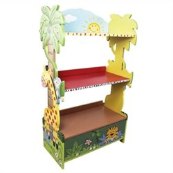 Teamson Kids Sunny Safari Hand Painted Kids 3 Shelf Wood Bookcase