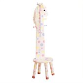 Teamson Kids Safari Pony Kids Stool with Standing Coat Rack