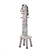Teamson Kids Safari Zebra Kids Stool with Standing Coat Rack