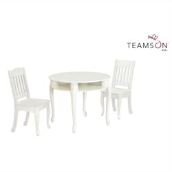 Teamson Kids Windsor Round Hand Painted Kids Table and Chairs Set in White