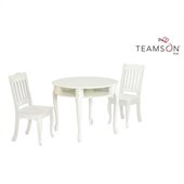Teamson Kids Windsor Round Hand Painted Kids Table and Chairs Set in White