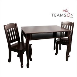 Teamson Kids Windsor Rectangular Hand Painted Kids Table and 2 Chairs Set in Espresso