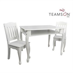 Teamson Kids Windsor Rectangular Hand Painted Kids Table and Chairs Set in White