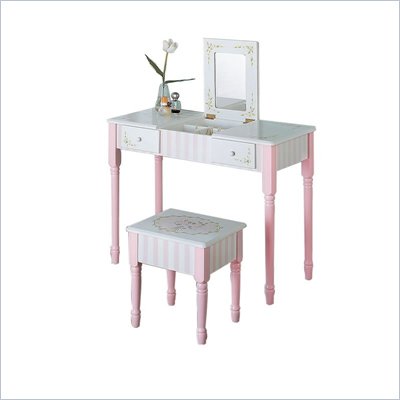 Teamson Kids Bouquet Hand Painted Vanity Table with Stool