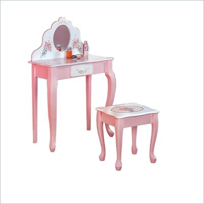 Teamson Design Bouquet Hand Painted Vanity Table and Stool