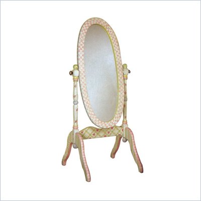 Teamson Kids Hand Painted Girl's Standing Mirror in Crackle Finish