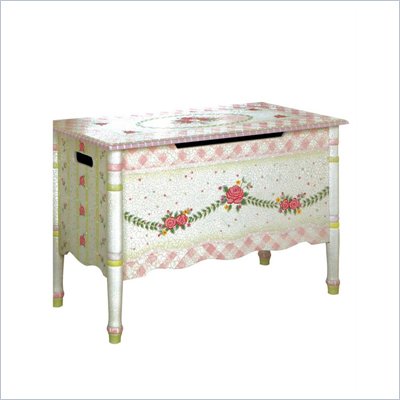 Teamson Design Hand Painted Girl's Toy Chest in Pink Crackle Finish