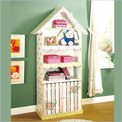 Teamson Kids Bookcase with Cabinet in Crackle Rose