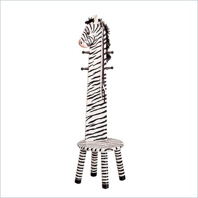 Teamson Kids Safari Zebra Kids Stool with Standing Coat Rack