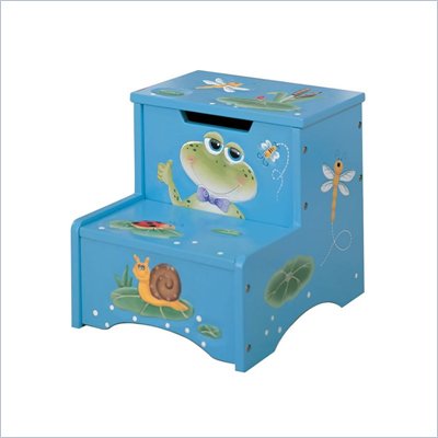 Teamson Kids Froggy Hand Painted Kids Step Stool with Storage