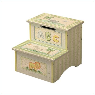 Teamson Kids Safari Hand Painted Crackle Finish Kids Step Stool