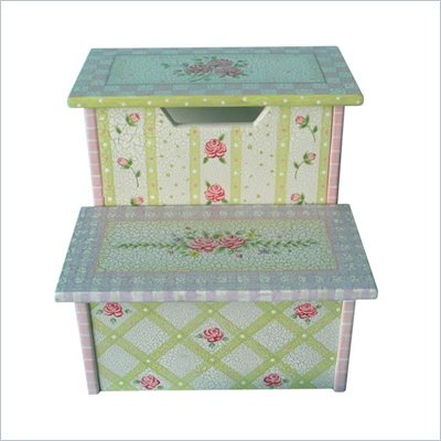 Teamson Design Hand Painted Kids Stool with Storage in Pink Crackle Finish