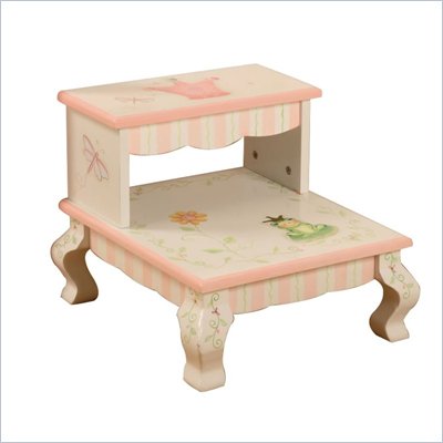 Teamson Kids Princess & Frog Crown Hand Painted Kids Step Stool