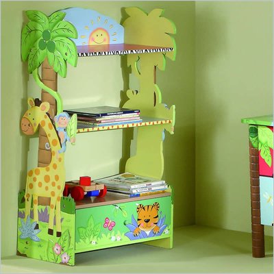 Teamson Kids Sunny Safari Hand Painted Kids 3 Shelf Wood Bookcase