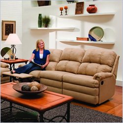 Simmons Upholstery Flat Suede Reclining Sofa in Buff