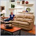 Simmons Upholstery Flat Suede Reclining Sofa in Buff