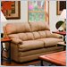 Simmons Upholstery Flat Suede Stationary Loveseat in Buff