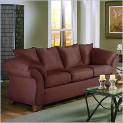 Simmons Upholstery Flat Suede Sofa in Truffle