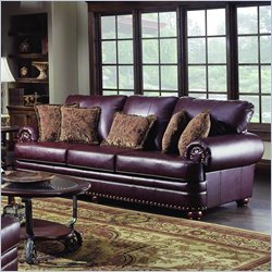 Simmons Upholstery Noble Leather Sofa in Cabernet