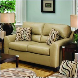 Simmons Upholstery Paris Leather Loveseat in Taupe