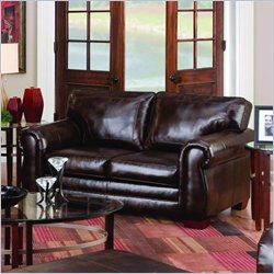 Simmons Upholstery Savannah Bonded Leather Loveseat in Tobacco