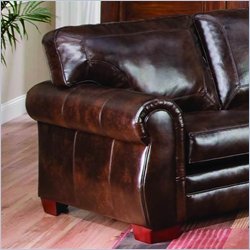 Simmons Upholstery Savannah Bonded Leather Wide Chair in Tobacco