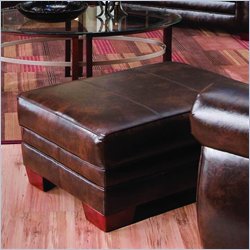 Simmons Upholstery Savannah Rectangular Ottoman in Tobacco Leather