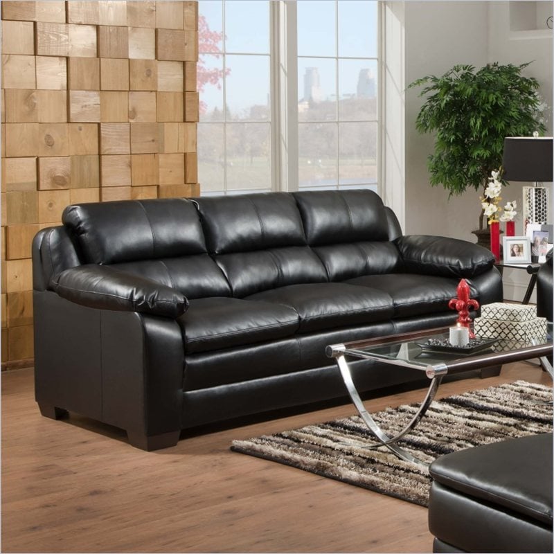 Simmons Upholstery Sofa in Soho Bonded Leather Match Onyx