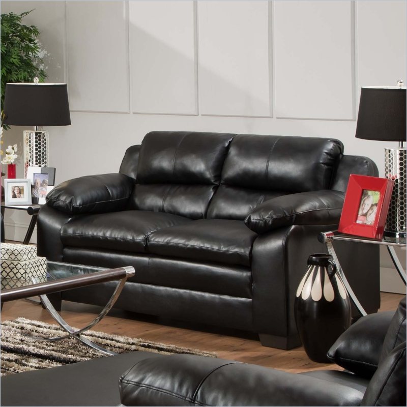 Simmons Upholstery Loveseat in Soho Bonded Leather Match Onyx