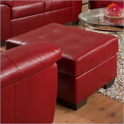 Simmons Upholstery Ottoman in Soho Bonded Leather in Cardinal