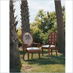 Tommy Bahama Home Palm Tree Oval Back Side Chair in Medium Antiqued Brown