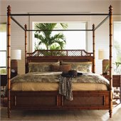 Tommy Bahama Home Island Estate West Indies Poster Canopy Bed in Plantation Finish