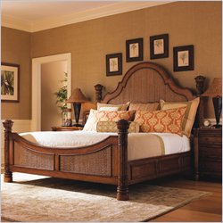 Tommy Bahama Home Island Estate Round Hill Wood Panel Bed 5 Piece Bedroom Set in Plantation