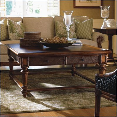 Tommy Bahama Home Island Estate Boca Square Wood Coffee Table in Plantation