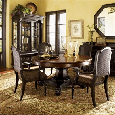 Tommy Bahama Home Kingstown Bonaire Round Formal Dining Table in Cassis Finish
