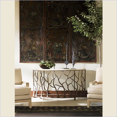 Tommy Bahama Road To Canberra Bannister Garden Console Table in Moderately Distressed