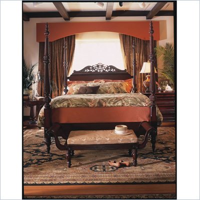 Tommy Bahama Home Rumba Del Sol High Poster Bed in Warm Mahogany