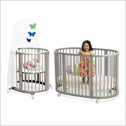 Stokke Sleepi System I Mini Convertible Wood Crib in Gray
