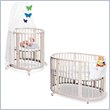 Stokke Sleepi System I Mini Convertible Wood Crib Set in White With Mattresses