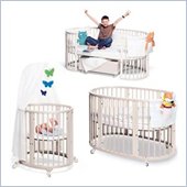 Stokke Sleepi Complete Convertible Wood Crib Junior Set in White With Mattresses