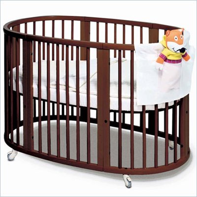 Stokke Sleepi 3-in-1 Convertible Wood Crib Set in Walnut With Mattress