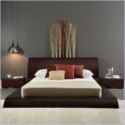 Modloft Waverly Modern Wood Platform Bed 4 Piece Bedroom Set in Wenge