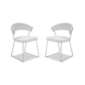 Modloft Delancy Modern Leatherette Dining Side Chair in White