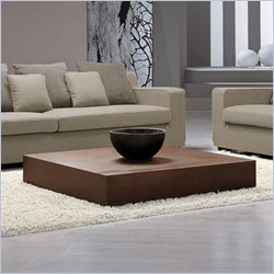 Modloft Mott Low-Profile Modern Square Coffee Table in Walnut