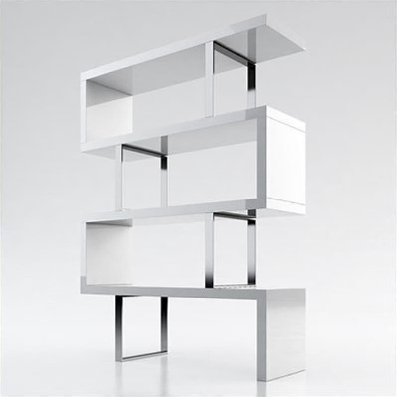 Modloft Modular 4 Shelf Pearl Bookcase in White Lacquer [224964]