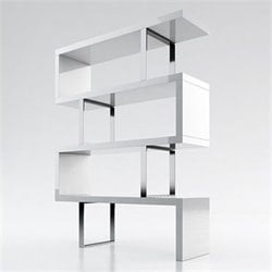 Modloft Modular 4 Shelf Pearl Bookcase in White Lacquer