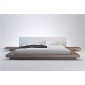 Modloft Worth Bed in Walnut and White Leather