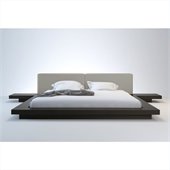 Modloft Worth Platform Bed in Wenge and Dusty Grey Leather